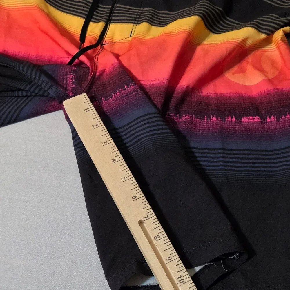 Hurley Board Shorts Mens 30 Black Sunset Phantom Striped Swim Trunks